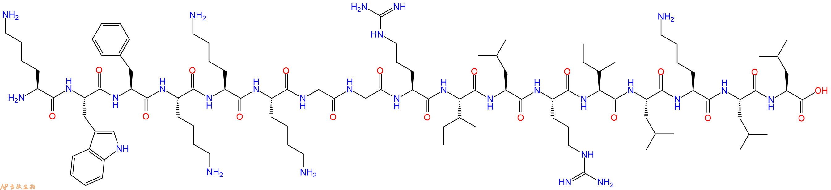 专肽生物产品H2N-Lys-Trp-Phe-Lys-Lys-Lys-Gly-Gly-Arg-Ile-Leu-Arg-Ile-Leu-Lys-Leu-Leu-OH
