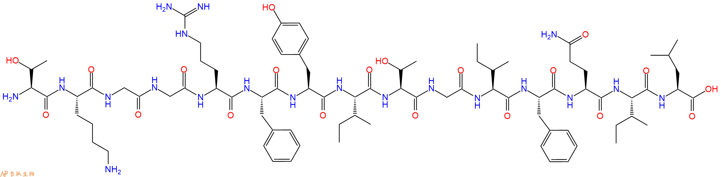 专肽生物产品H2N-Thr-Lys-Gly-Gly-Arg-Phe-Tyr-Ile-Thr-Gly-Ile-Phe-Gln-Ile-Leu-OH