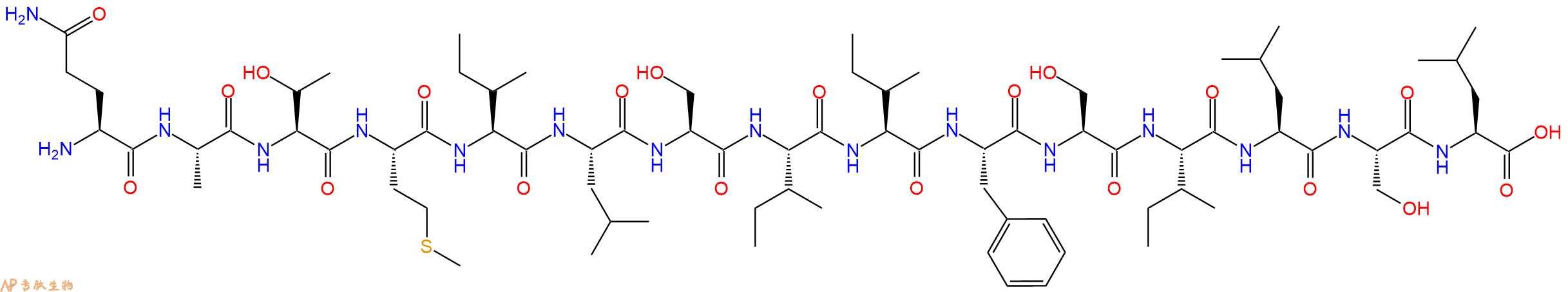 专肽生物产品H2N-Gln-Ala-Thr-Met-Ile-Leu-Ser-Ile-Ile-Phe-Ser-Ile-Leu-Ser-Leu-OH