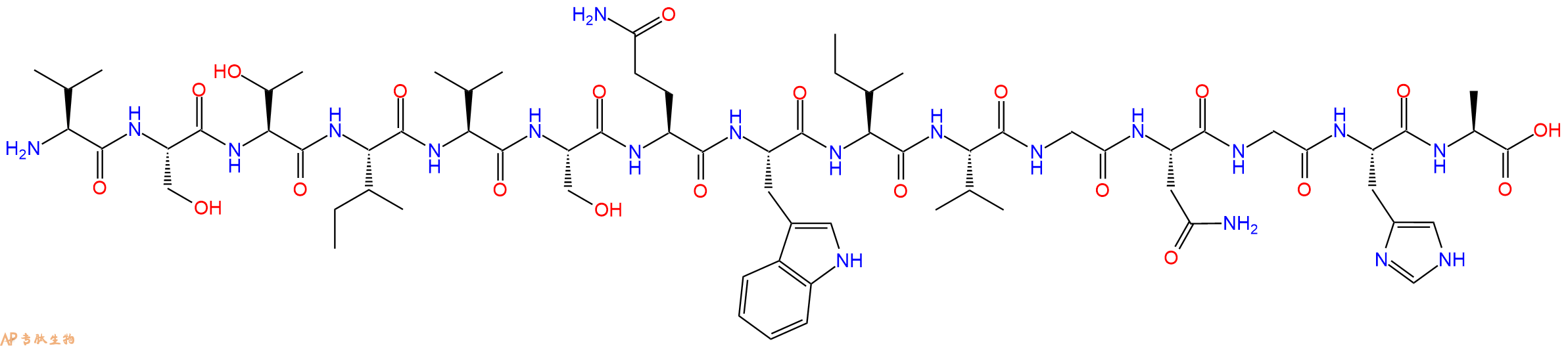 专肽生物产品H2N-Val-Ser-Thr-Ile-Val-Ser-Gln-Trp-Ile-Val-Gly-Asn-Gly-His-Ala-OH