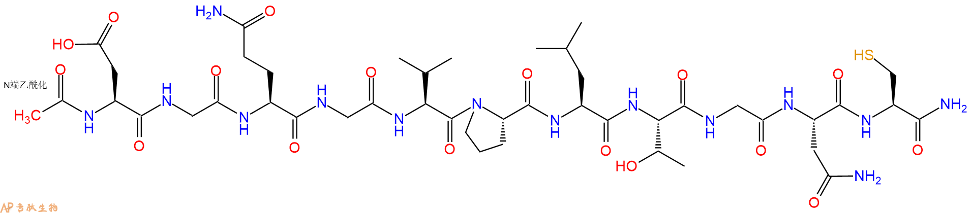 专肽生物产品Ac-Asp-Gly-Gln-Gly-Val-Pro-Leu-Thr-Gly-Asn-Cys-CONH2