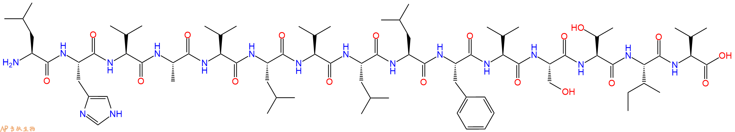 专肽生物产品H2N-Leu-His-Val-Ala-Val-Leu-Val-Leu-Leu-Phe-Val-Ser-Thr-Ile-Val-OH