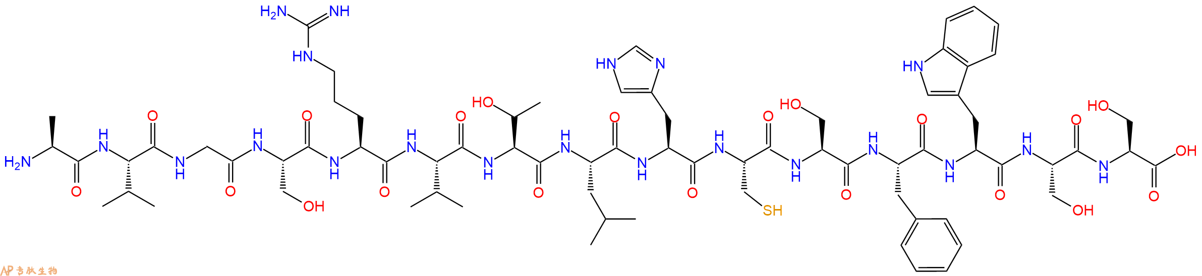 专肽生物产品H2N-Ala-Val-Gly-Ser-Arg-Val-Thr-Leu-His-Cys-Ser-Phe-Trp-Ser-Ser-OH