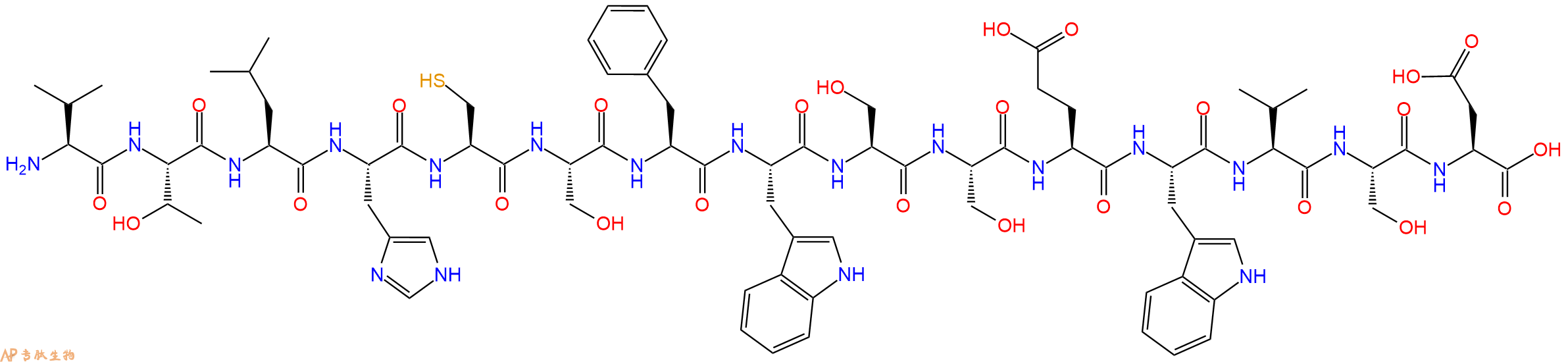 专肽生物产品H2N-Val-Thr-Leu-His-Cys-Ser-Phe-Trp-Ser-Ser-Glu-Trp-Val-Ser-Asp-OH
