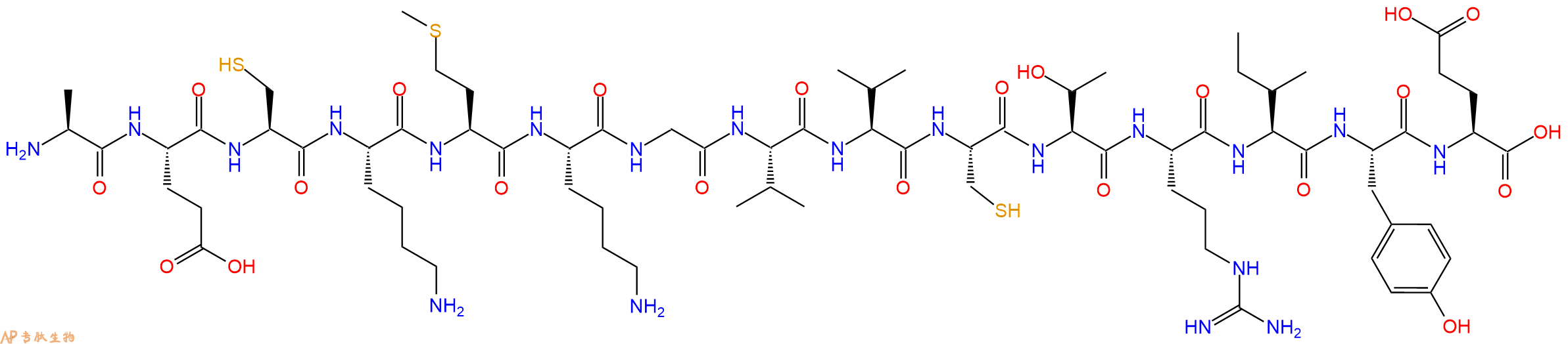专肽生物产品H2N-Ala-Glu-Cys-Lys-Met-Lys-Gly-Val-Val-Cys-Thr-Arg-Ile-Tyr-Glu-OH
