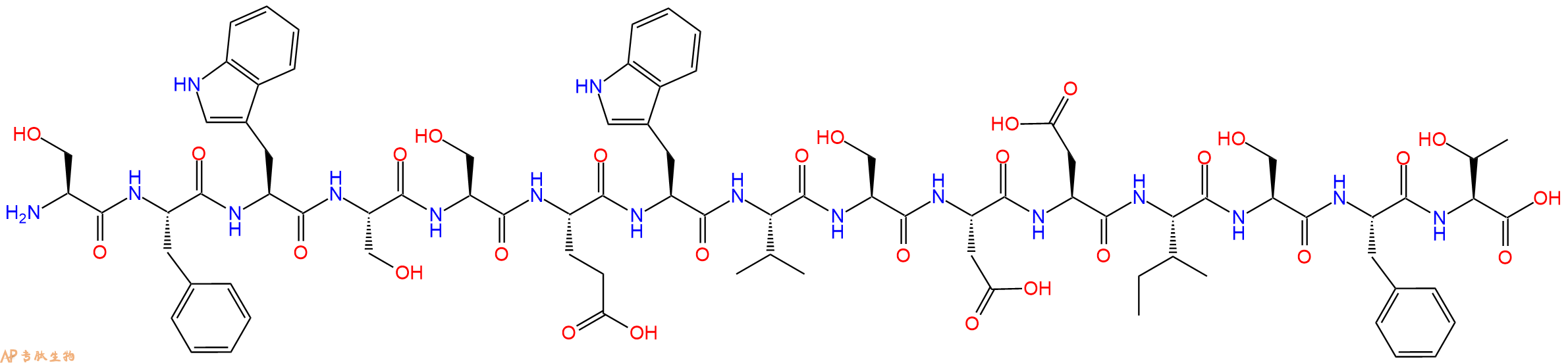 专肽生物产品H2N-Ser-Phe-Trp-Ser-Ser-Glu-Trp-Val-Ser-Asp-Asp-Ile-Ser-Phe-Thr-OH
