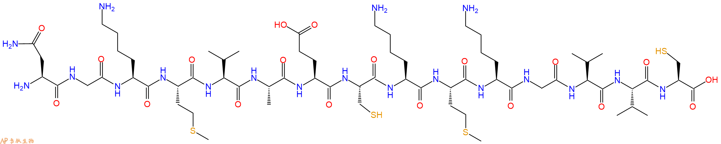 专肽生物产品H2N-Asn-Gly-Lys-Met-Val-Ala-Glu-Cys-Lys-Met-Lys-Gly-Val-Val-Cys-OH