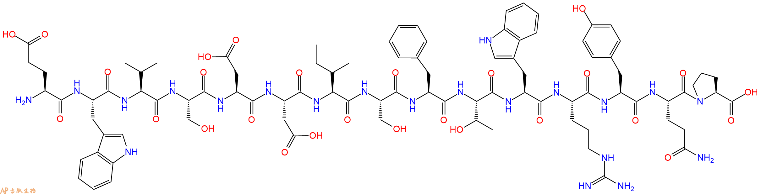 专肽生物产品H2N-Glu-Trp-Val-Ser-Asp-Asp-Ile-Ser-Phe-Thr-Trp-Arg-Tyr-Gln-Pro-OH