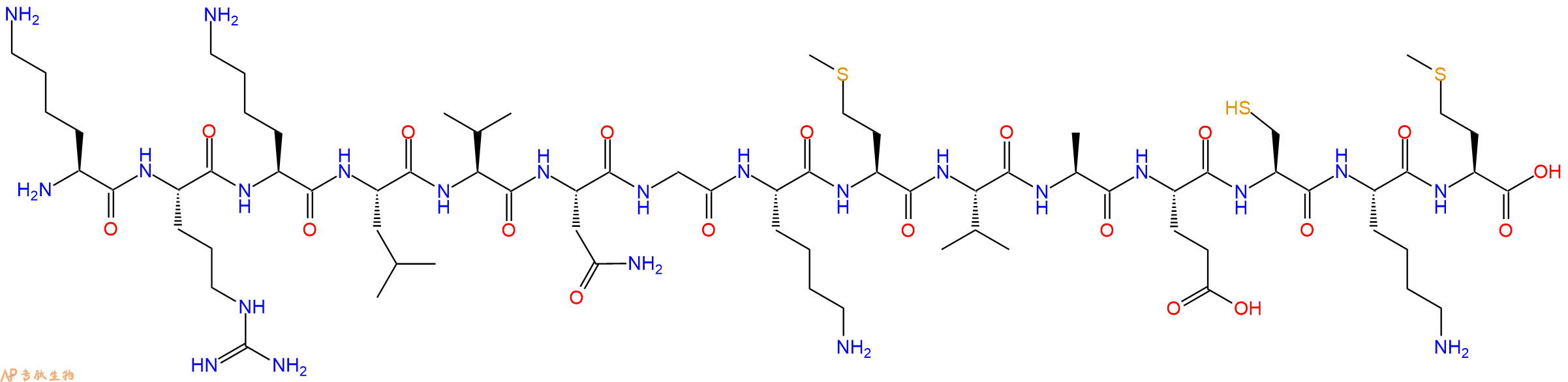 专肽生物产品H2N-Lys-Arg-Lys-Leu-Val-Asn-Gly-Lys-Met-Val-Ala-Glu-Cys-Lys-Met-OH