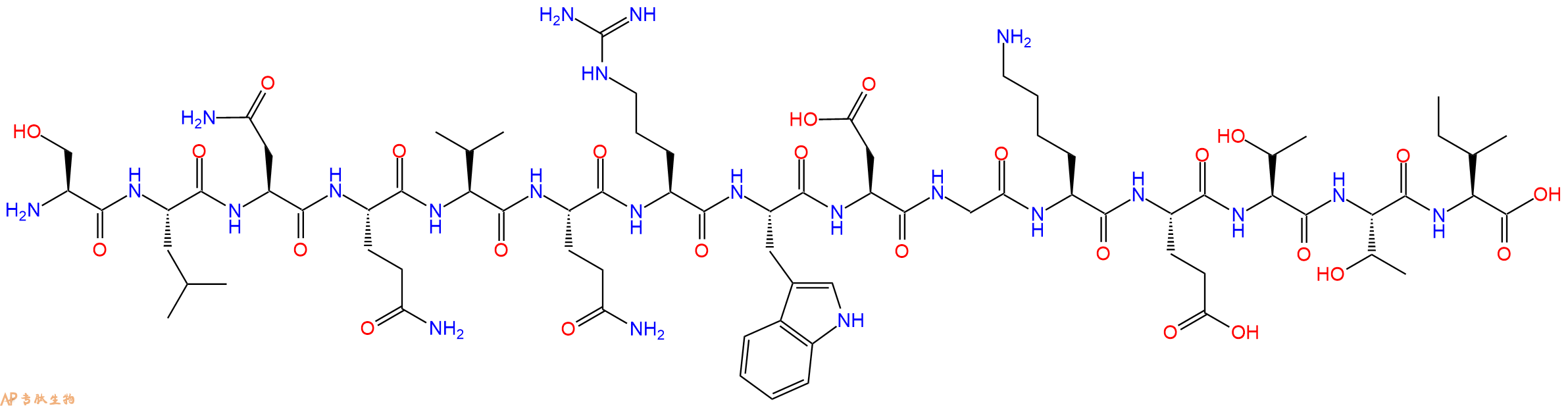 专肽生物产品H2N-Ser-Leu-Asn-Gln-Val-Gln-Arg-Trp-Asp-Gly-Lys-Glu-Thr-Thr-Ile-OH