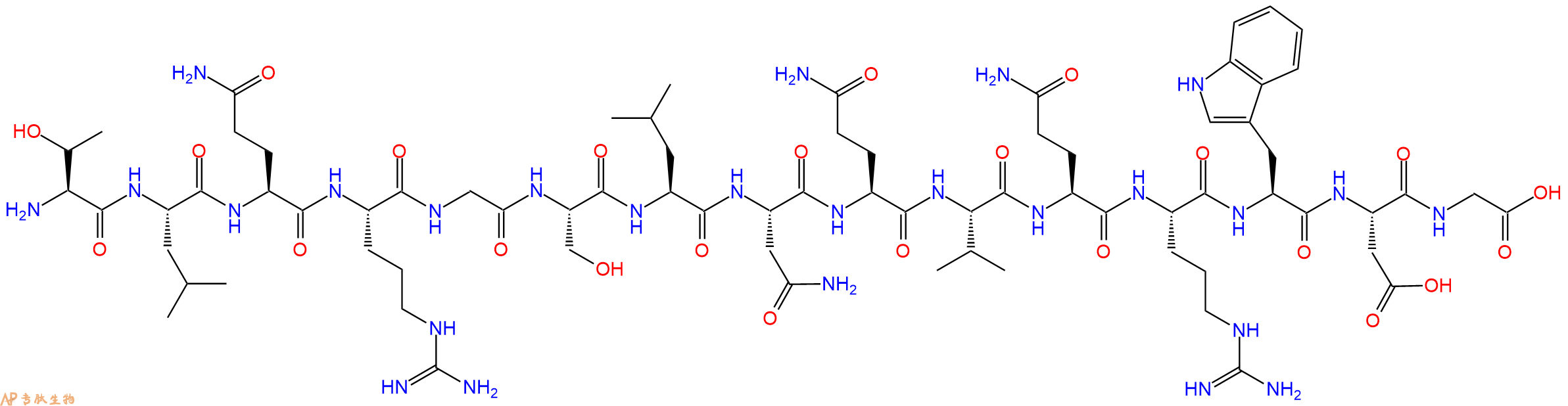 专肽生物产品H2N-Thr-Leu-Gln-Arg-Gly-Ser-Leu-Asn-Gln-Val-Gln-Arg-Trp-Asp-Gly-OH