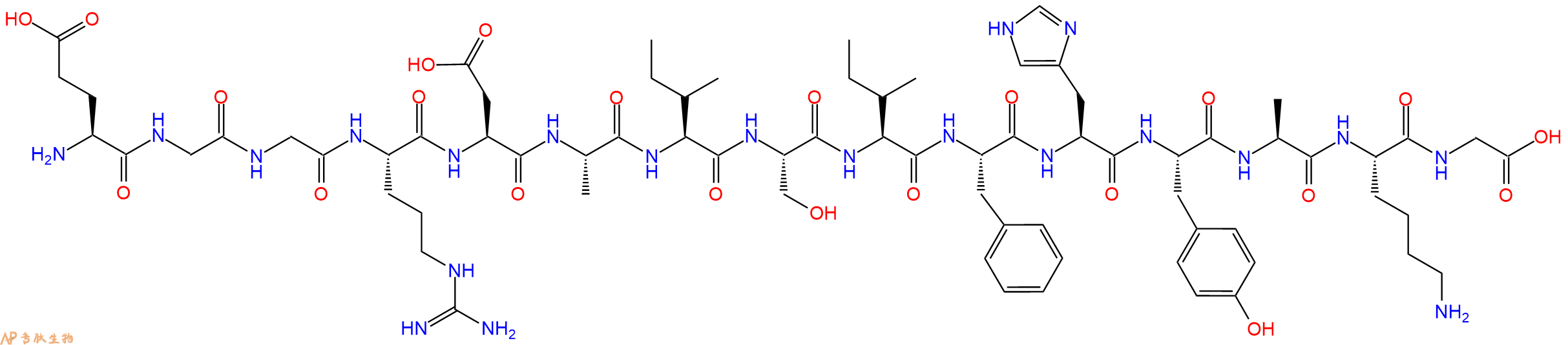 专肽生物产品H2N-Glu-Gly-Gly-Arg-Asp-Ala-Ile-Ser-Ile-Phe-His-Tyr-Ala-Lys-Gly-OH