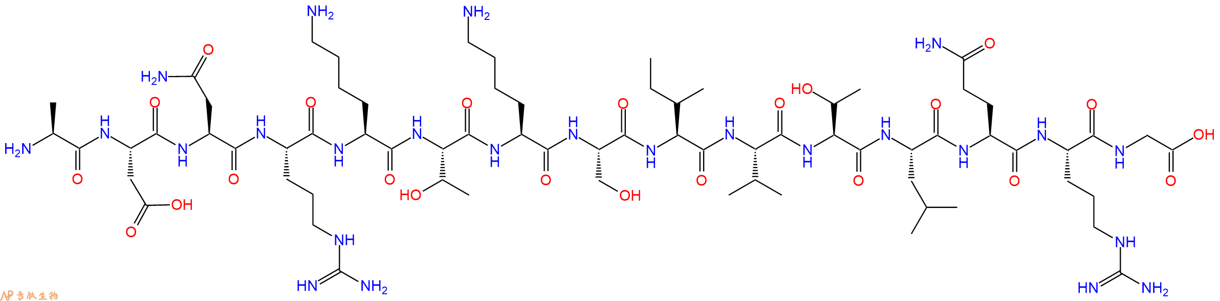 专肽生物产品H2N-Ala-Asp-Asn-Arg-Lys-Thr-Lys-Ser-Ile-Val-Thr-Leu-Gln-Arg-Gly-OH
