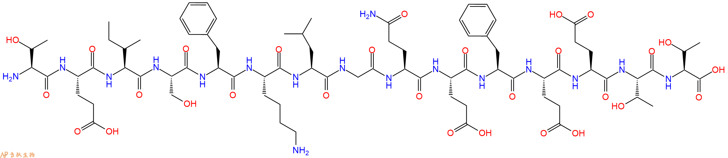 专肽生物产品H2N-Thr-Glu-Ile-Ser-Phe-Lys-Leu-Gly-Gln-Glu-Phe-Glu-Glu-Thr-Thr-OH