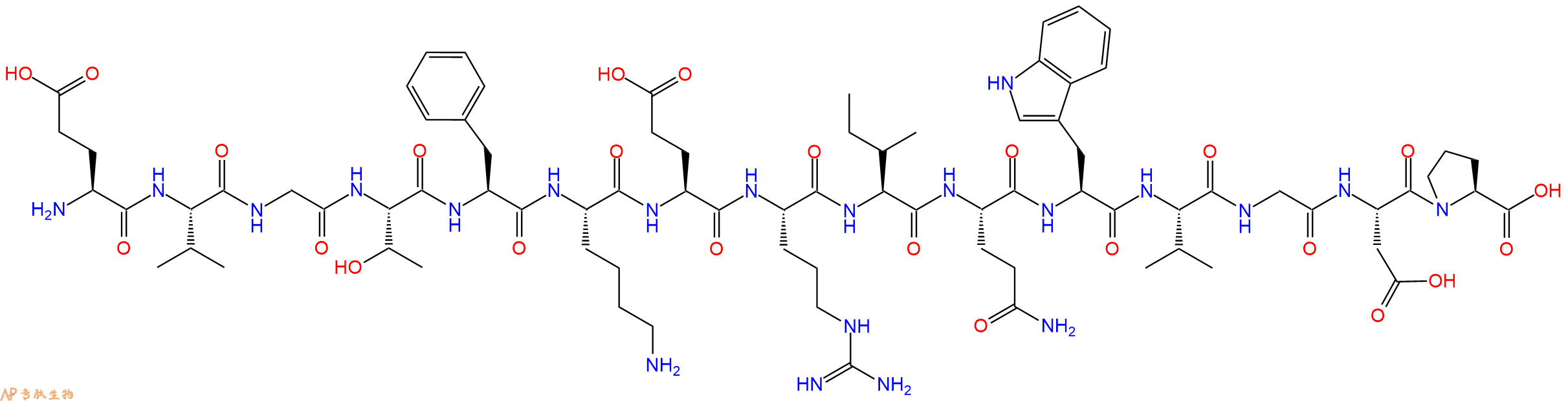 专肽生物产品H2N-Glu-Val-Gly-Thr-Phe-Lys-Glu-Arg-Ile-Gln-Trp-Val-Gly-Asp-Pro-OH