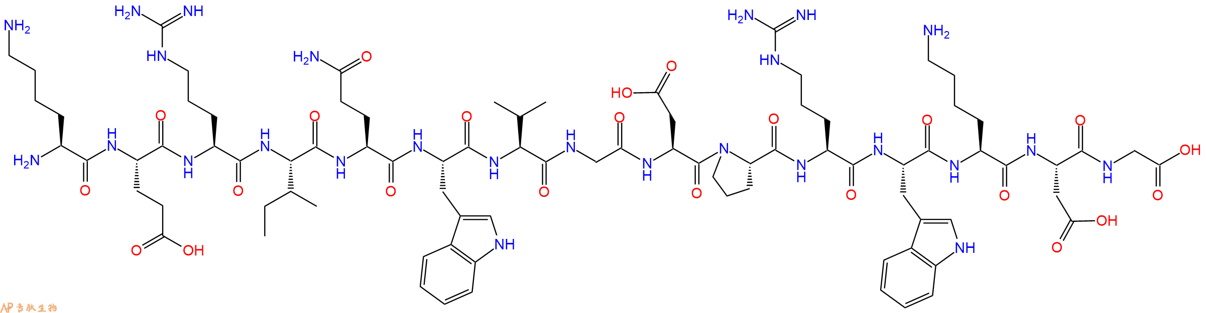 专肽生物产品H2N-Lys-Glu-Arg-Ile-Gln-Trp-Val-Gly-Asp-Pro-Arg-Trp-Lys-Asp-Gly-OH