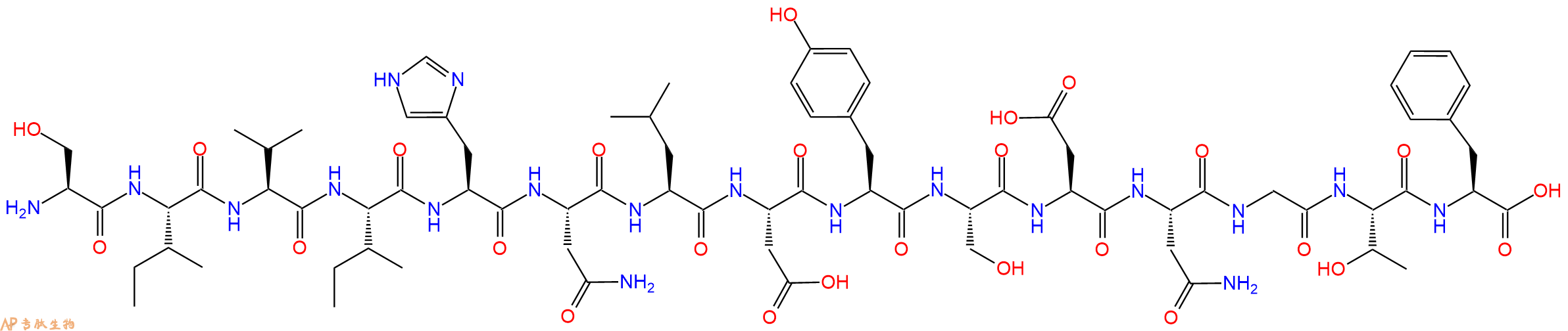 专肽生物产品H2N-Ser-Ile-Val-Ile-His-Asn-Leu-Asp-Tyr-Ser-Asp-Asn-Gly-Thr-Phe-OH