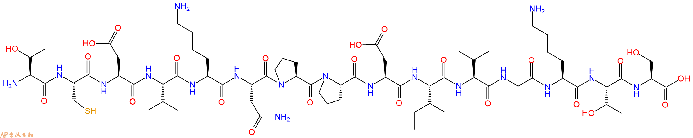 专肽生物产品H2N-Thr-Cys-Asp-Val-Lys-Asn-Pro-Pro-Asp-Ile-Val-Gly-Lys-Thr-Ser-OH