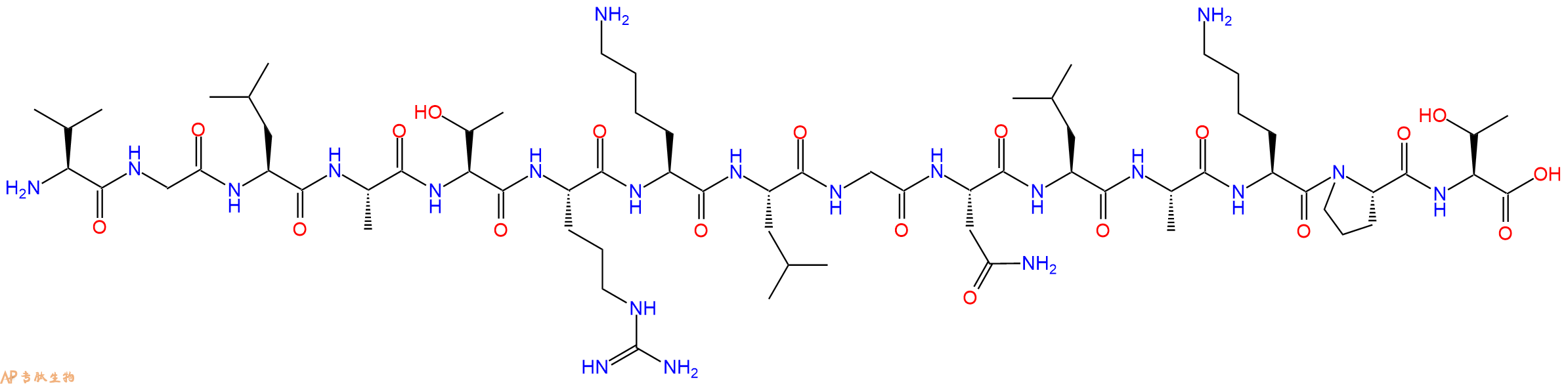 专肽生物产品H2N-Val-Gly-Leu-Ala-Thr-Arg-Lys-Leu-Gly-Asn-Leu-Ala-Lys-Pro-Thr-OH
