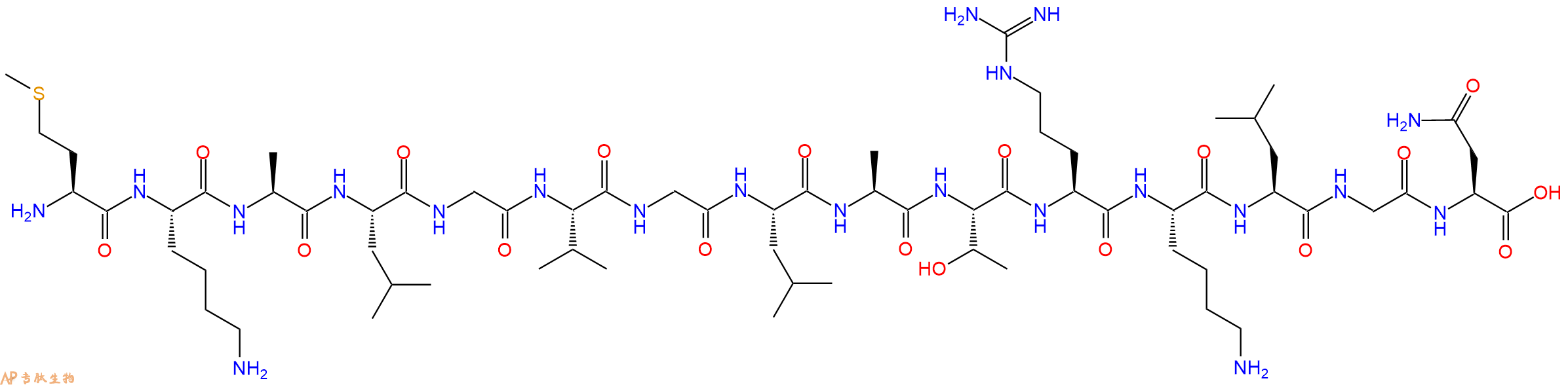 专肽生物产品H2N-Met-Lys-Ala-Leu-Gly-Val-Gly-Leu-Ala-Thr-Arg-Lys-Leu-Gly-Asn-OH
