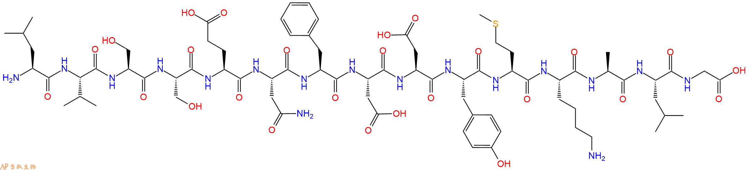 专肽生物产品H2N-Leu-Val-Ser-Ser-Glu-Asn-Phe-Asp-Asp-Tyr-Met-Lys-Ala-Leu-Gly-OH