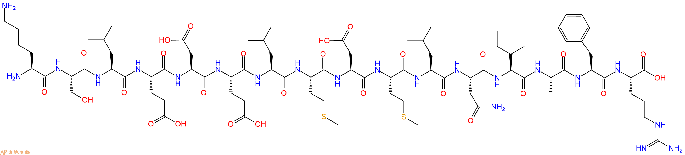专肽生物产品H2N-Lys-Ser-Leu-Glu-Asp-Glu-Leu-Met-Asp-Met-Leu-Asn-Ile-Ala-Phe-Arg-OH