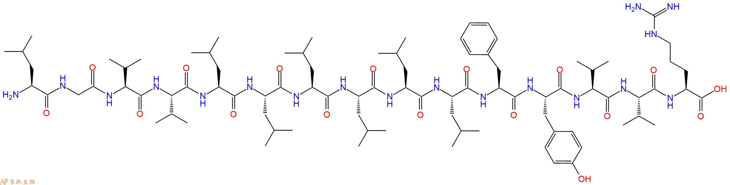 专肽生物产品H2N-Leu-Gly-Val-Val-Leu-Leu-Leu-Leu-Leu-Leu-Phe-Tyr-Val-Val-Arg-OH