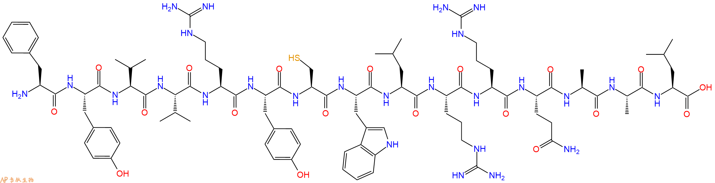 专肽生物产品H2N-Phe-Tyr-Val-Val-Arg-Tyr-Cys-Trp-Leu-Arg-Arg-Gln-Ala-Ala-Leu-OH