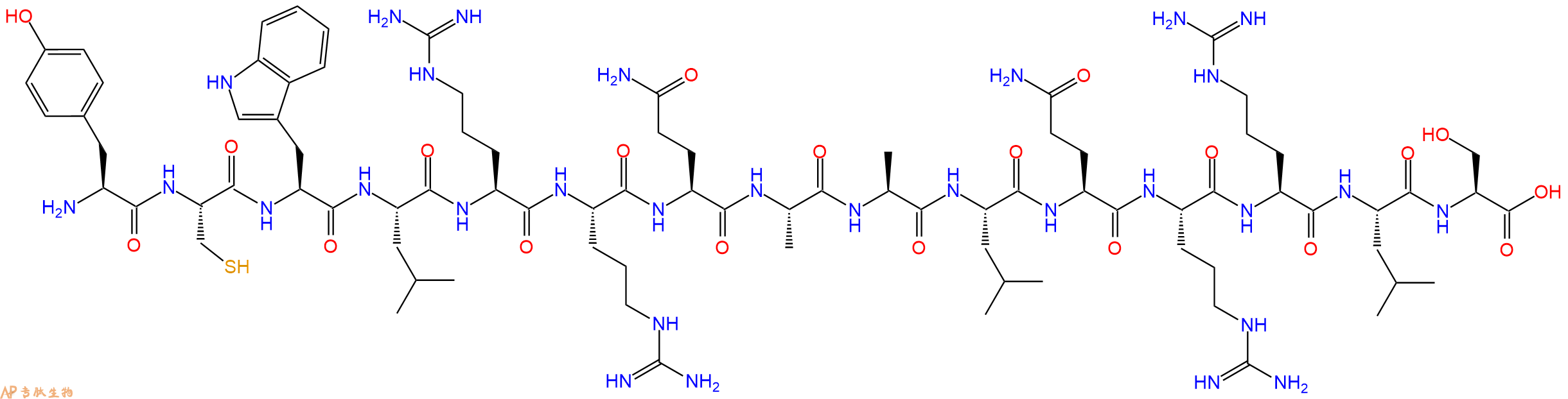 专肽生物产品H2N-Tyr-Cys-Trp-Leu-Arg-Arg-Gln-Ala-Ala-Leu-Gln-Arg-Arg-Leu-Ser-OH