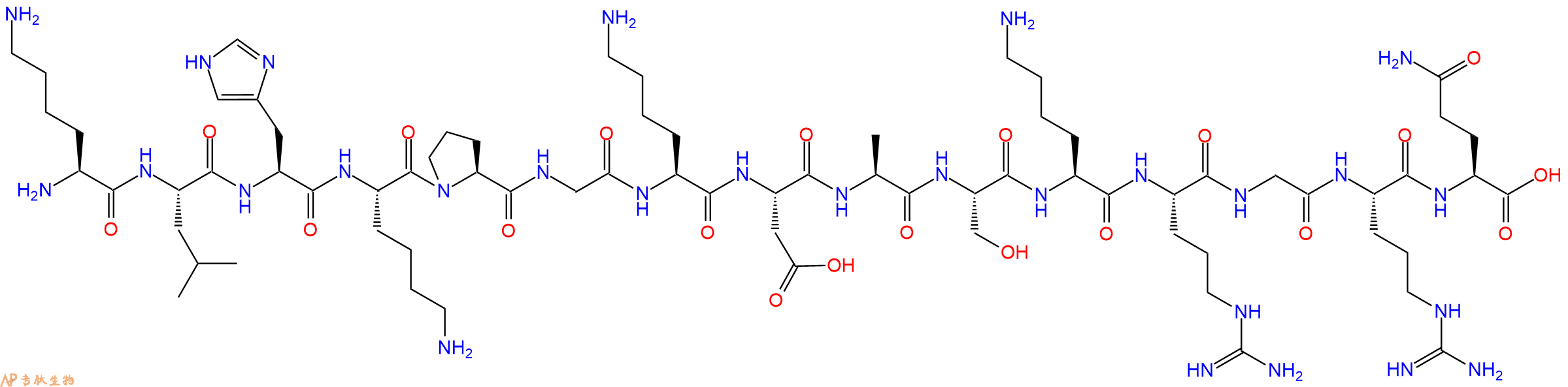 专肽生物产品H2N-Lys-Leu-His-Lys-Pro-Gly-Lys-Asp-Ala-Ser-Lys-Arg-Gly-Arg-Gln-OH