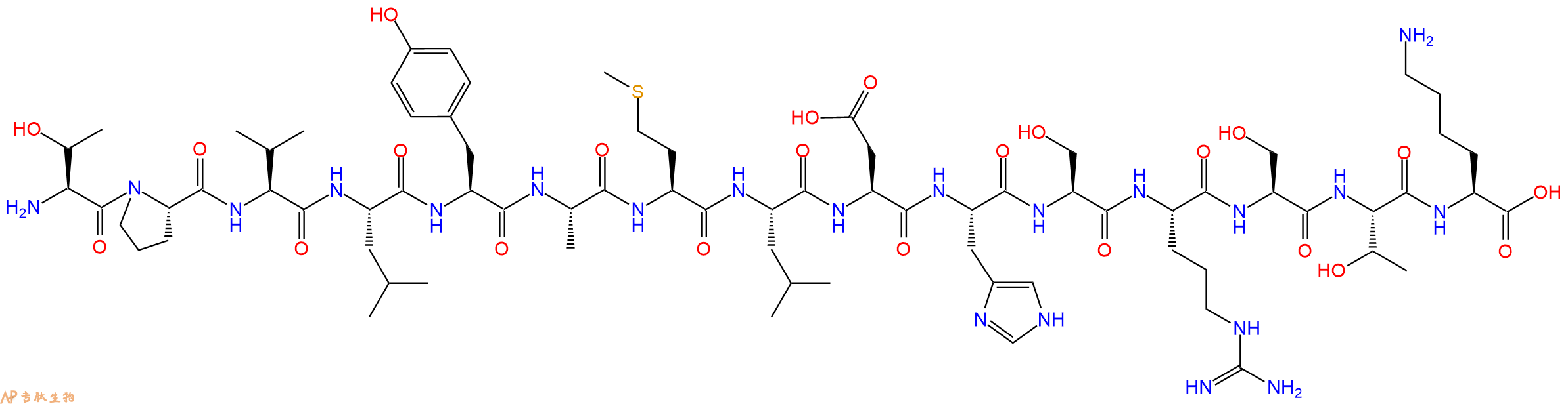 专肽生物产品H2N-Thr-Pro-Val-Leu-Tyr-Ala-Met-Leu-Asp-His-Ser-Arg-Ser-Thr-Lys-OH