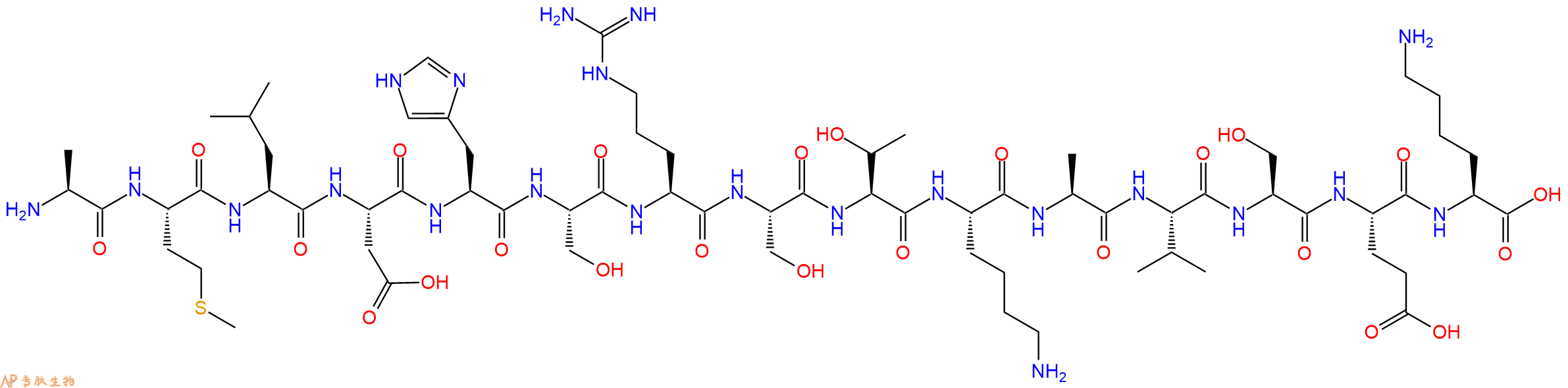 专肽生物产品H2N-Ala-Met-Leu-Asp-His-Ser-Arg-Ser-Thr-Lys-Ala-Val-Ser-Glu-Lys-OH