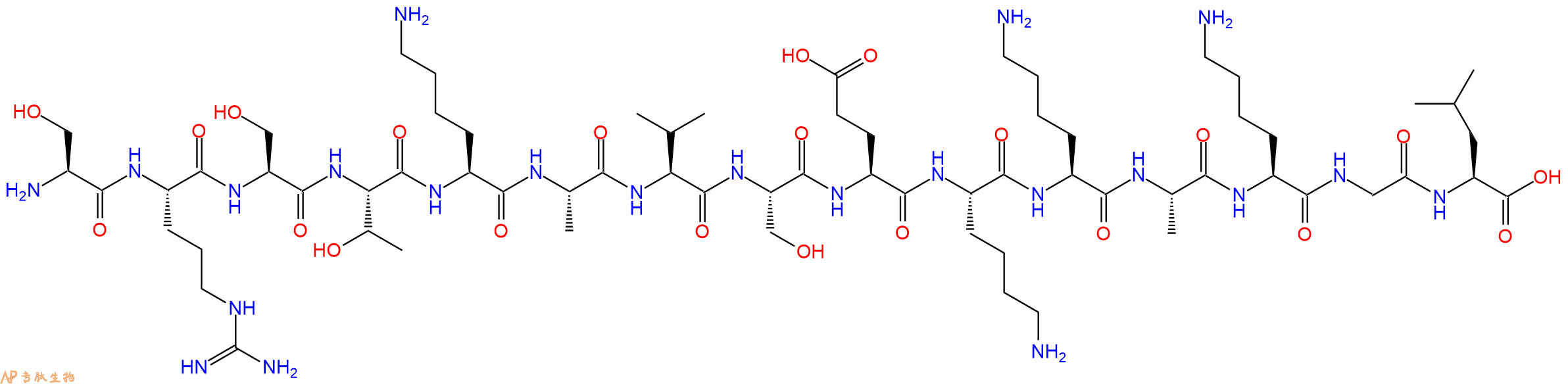 专肽生物产品H2N-Ser-Arg-Ser-Thr-Lys-Ala-Val-Ser-Glu-Lys-Lys-Ala-Lys-Gly-Leu-OH