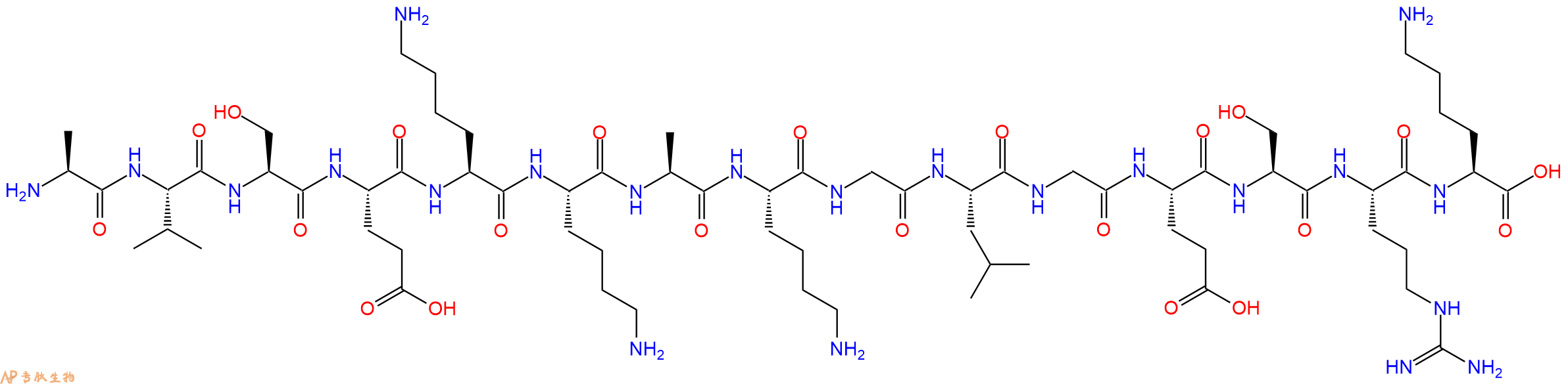 专肽生物产品H2N-Ala-Val-Ser-Glu-Lys-Lys-Ala-Lys-Gly-Leu-Gly-Glu-Ser-Arg-Lys-OH