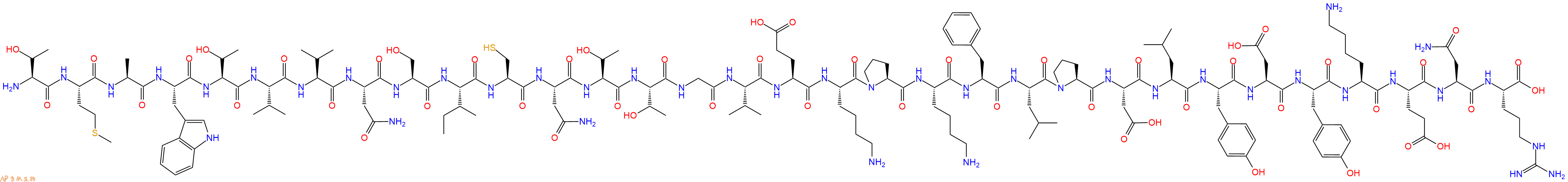 专肽生物产品H2N-Thr-Met-Ala-Trp-Thr-Val-Val-Asn-Ser-Ile-Cys-Asn-Thr-Thr-Gly-Val-Glu-Lys-Pro-Lys-Phe-Leu-Pro-Asp-Leu-Tyr-Asp-Tyr-Lys-Glu-Asn-Arg-OH