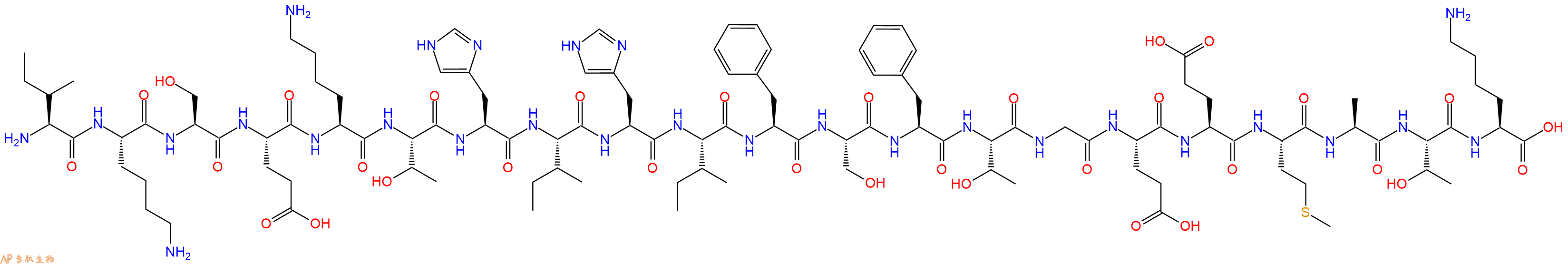 专肽生物产品H2N-Ile-Lys-Ser-Glu-Lys-Thr-His-Ile-His-Ile-Phe-Ser-Phe-Thr-Gly-Glu-Glu-Met-Ala-Thr-Lys-OH