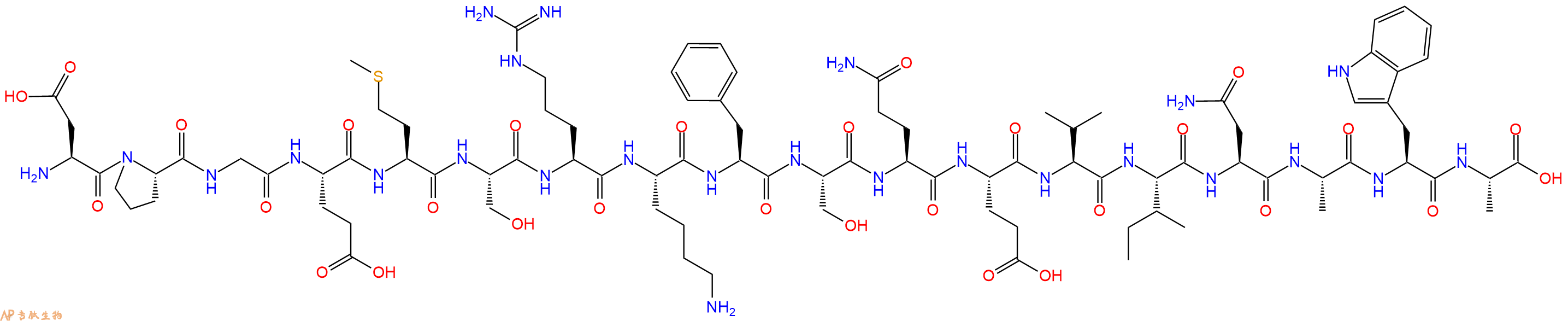 专肽生物产品H2N-Asp-Pro-Gly-Glu-Met-Ser-Arg-Lys-Phe-Ser-Gln-Glu-Val-Ile-Asn-Ala-Trp-Ala-OH