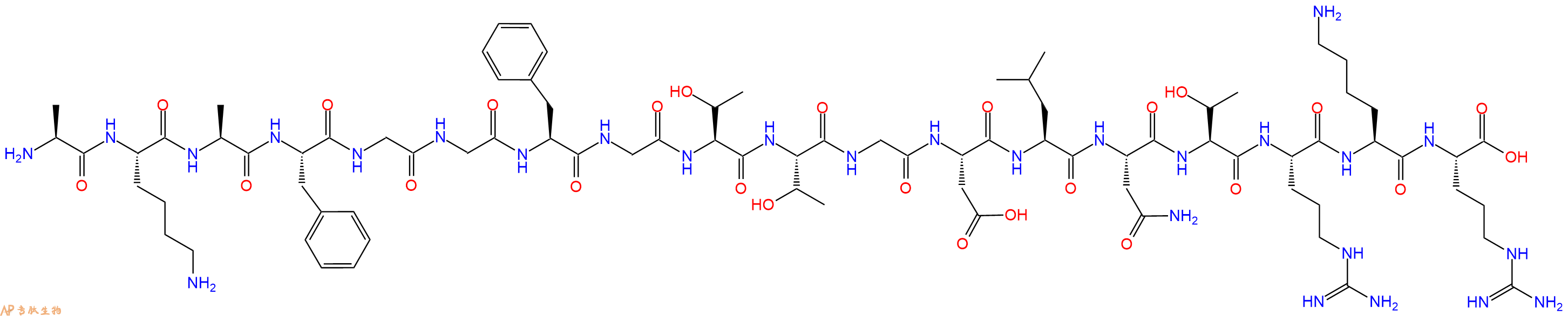 专肽生物产品H2N-Ala-Lys-Ala-Phe-Gly-Gly-Phe-Gly-Thr-Thr-Gly-Asp-Leu-Asn-Thr-Arg-Lys-Arg-OH