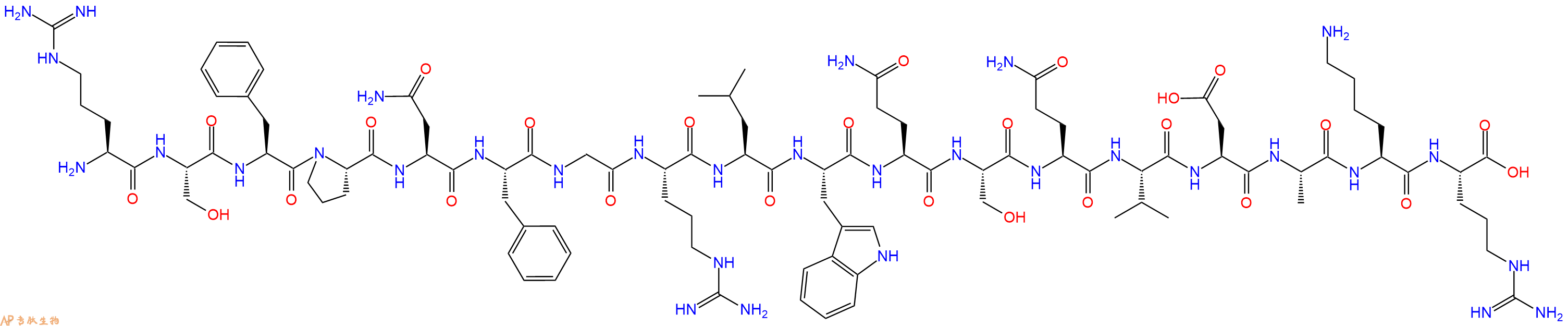 专肽生物产品H2N-Arg-Ser-Phe-Pro-Asn-Phe-Gly-Arg-Leu-Trp-Gln-Ser-Gln-Val-Asp-Ala-Lys-Arg-OH