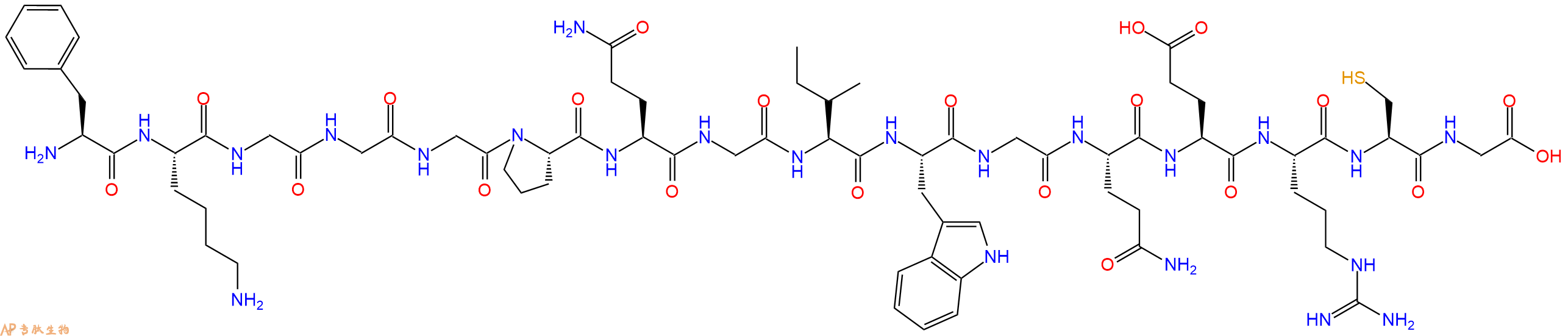 专肽生物产品H2N-Phe-Lys-Gly-Gly-Gly-Pro-Gln-Gly-Ile-Trp-Gly-Gln-Glu-Arg-Cys-Gly-OH