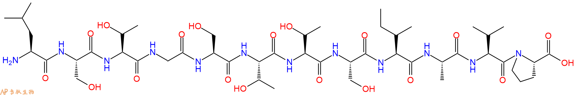 专肽生物产品H2N-Leu-Ser-Thr-Gly-Ser-Thr-Thr-Ser-Ile-Ala-Val-Pro-OH