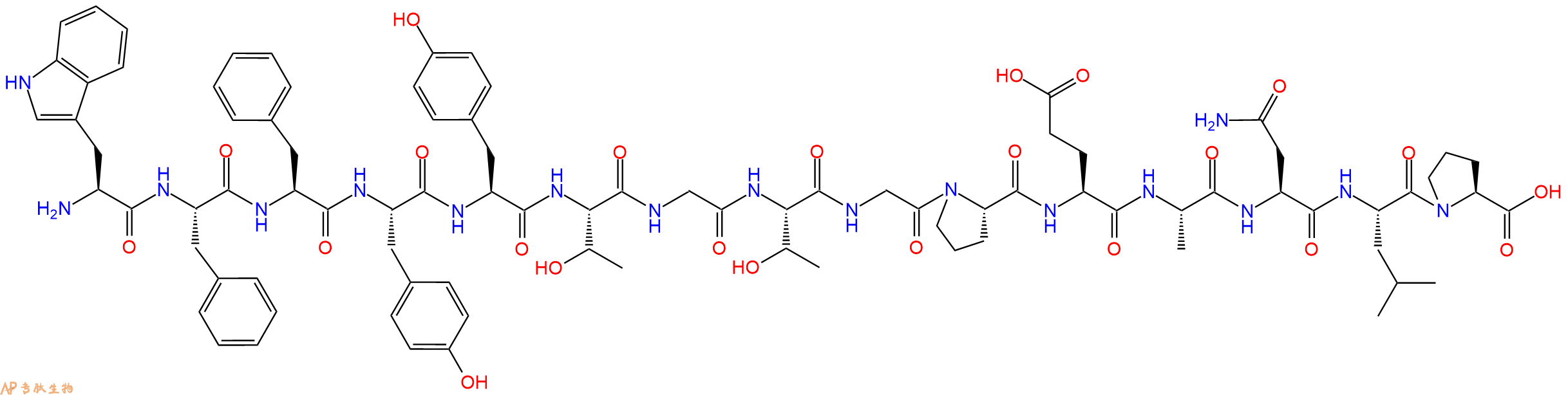 专肽生物产品H2N-Trp-Phe-Phe-Tyr-Tyr-Thr-Gly-Thr-Gly-Pro-Glu-Ala-Asn-Leu-Pro-OH