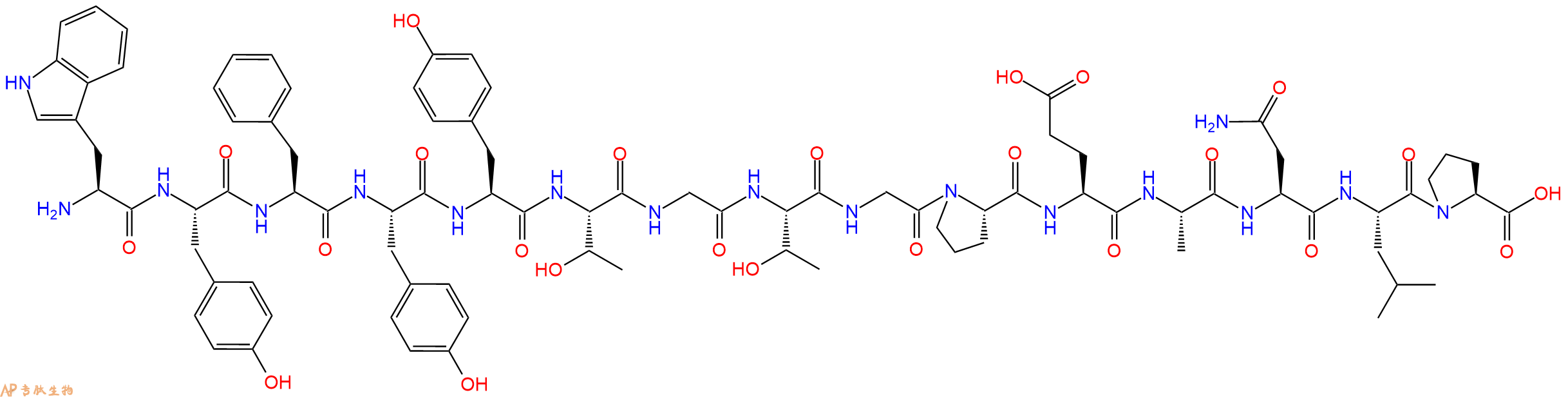 专肽生物产品H2N-Trp-Tyr-Phe-Tyr-Tyr-Thr-Gly-Thr-Gly-Pro-Glu-Ala-Asn-Leu-Pro-OH