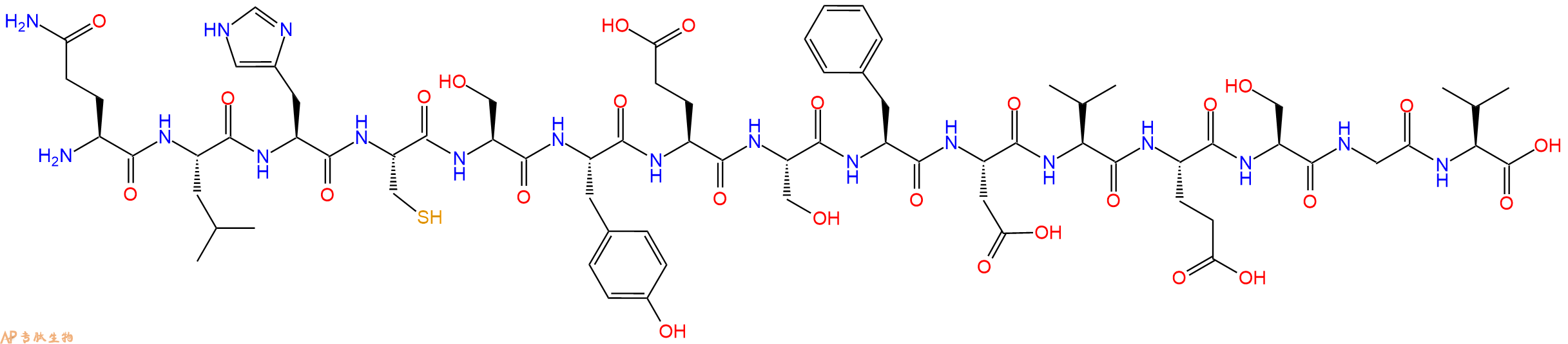 专肽生物产品H2N-Gln-Leu-His-Cys-Ser-Tyr-Glu-Ser-Phe-Asp-Val-Glu-Ser-Gly-Val-OH