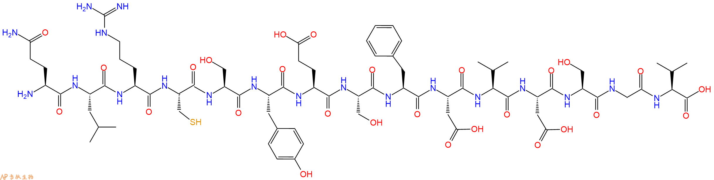 专肽生物产品H2N-Gln-Leu-Arg-Cys-Ser-Tyr-Glu-Ser-Phe-Asp-Val-Asp-Ser-Gly-Val-OH