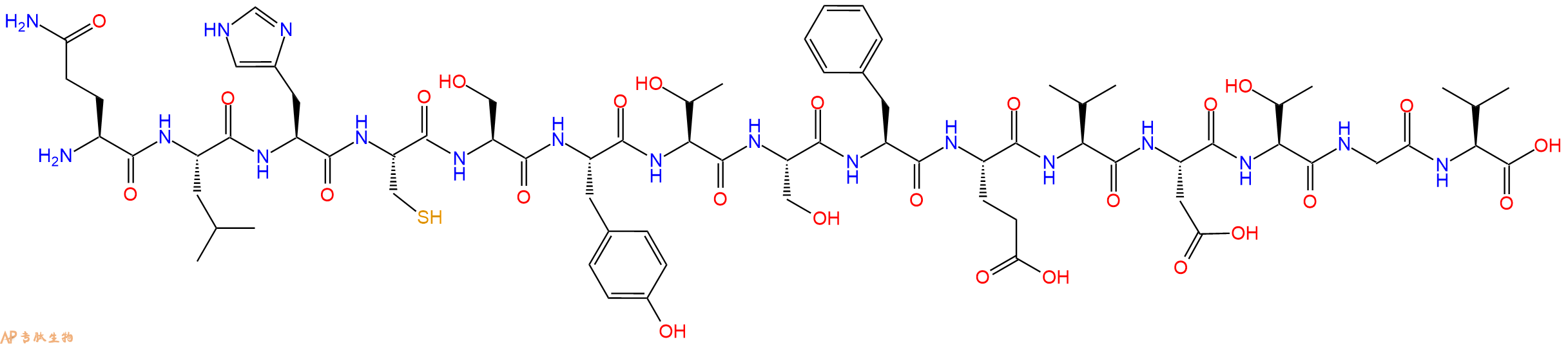 专肽生物产品H2N-Gln-Leu-His-Cys-Ser-Tyr-Thr-Ser-Phe-Glu-Val-Asp-Thr-Gly-Val-OH