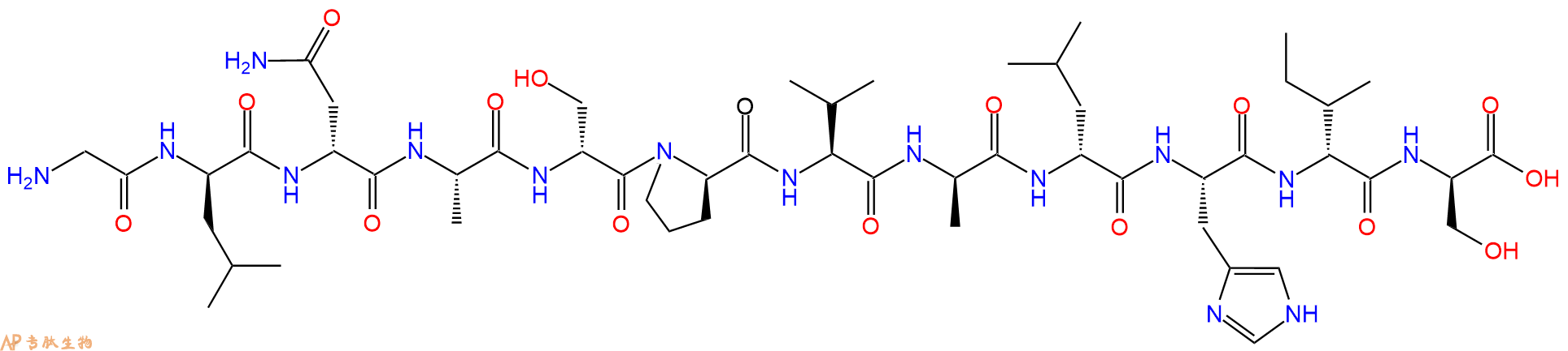 专肽生物产品H2N-Gly-DLeu-DAsn-Ala-DSer-DPro-Val-DAla-DLeu-His-DIle-DSer-OH
