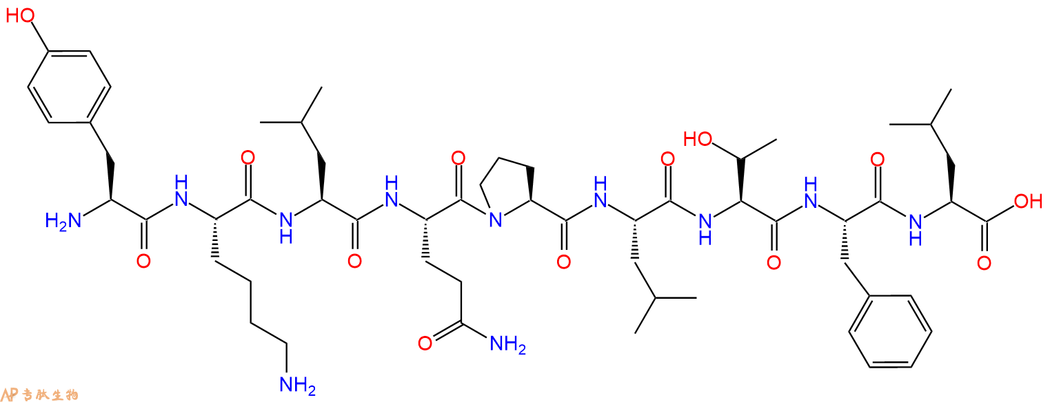 专肽生物产品H2N-Tyr-Lys-Leu-Gln-Pro-Leu-Thr-Phe-Leu-OH