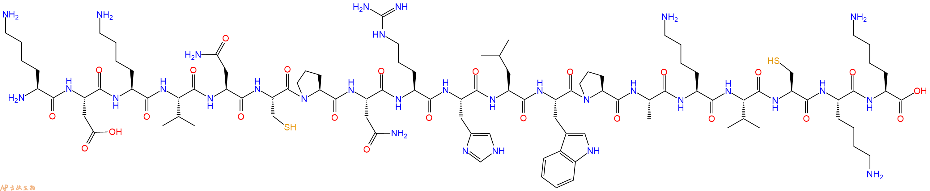 专肽生物产品H2N-Lys-Asp-Lys-Val-Asn-Cys-Pro-Asn-Arg-His-Leu-Trp-Pro-Ala-Lys-Val-Cys-Lys-Lys-OH
