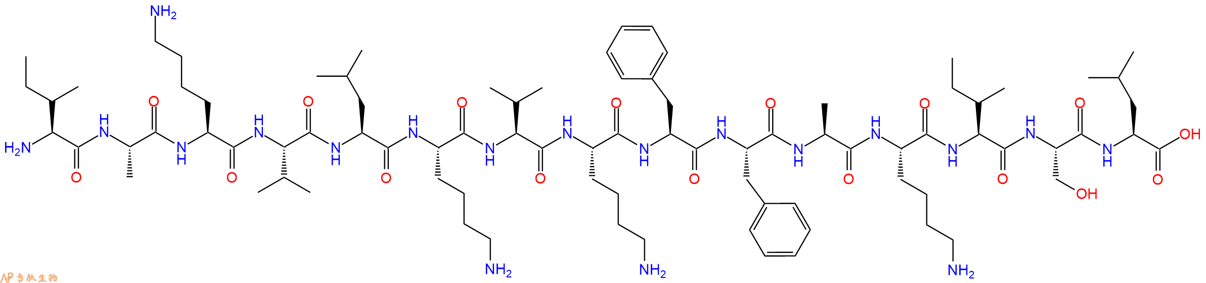 专肽生物产品H2N-Ile-Ala-Lys-Val-Leu-Lys-Val-Lys-Phe-Phe-Ala-Lys-Ile-Ser-Leu-OH